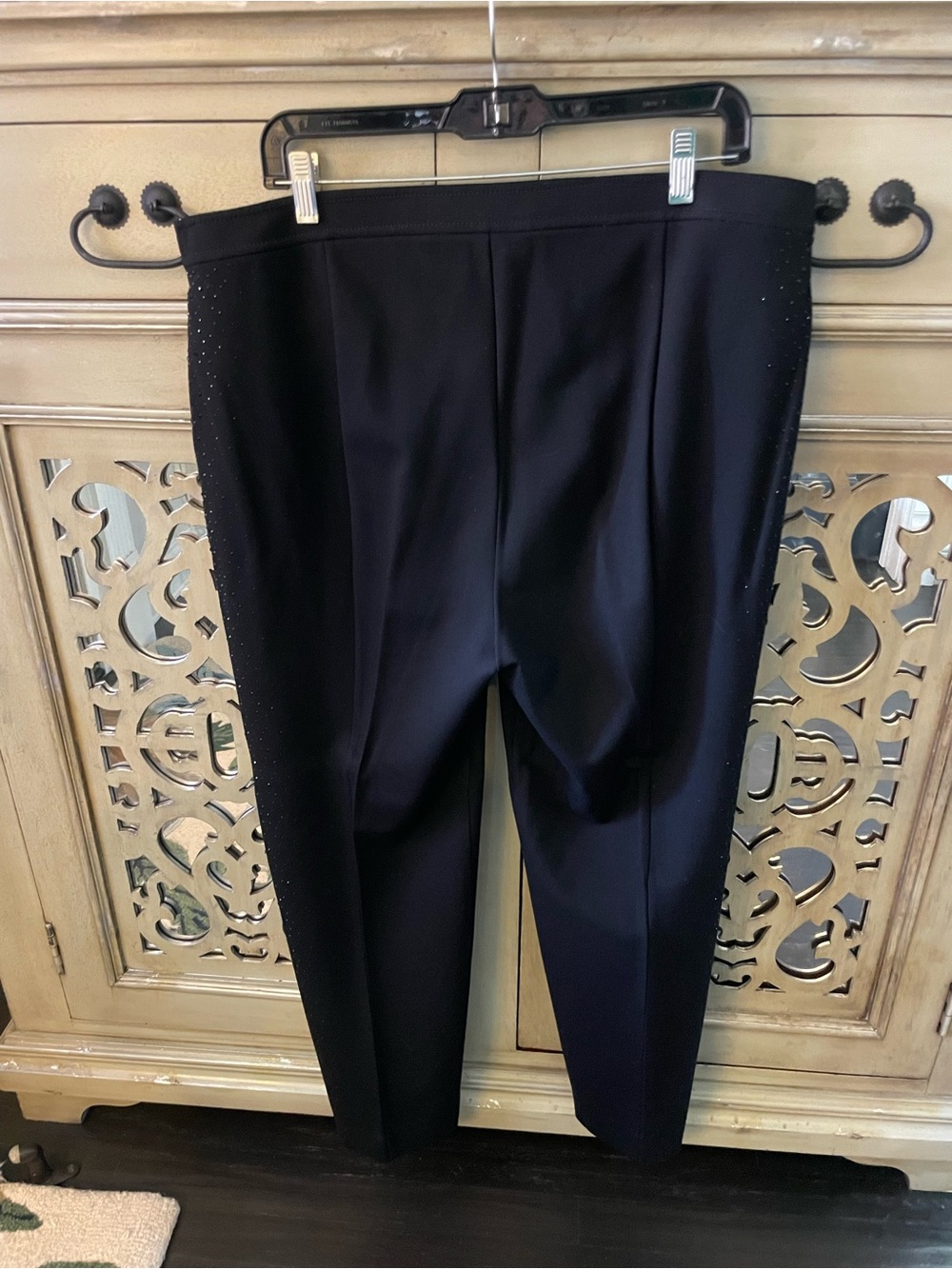 St. John Black Lexi Pants with Sparkle Side Panels - Picture 2 of 8